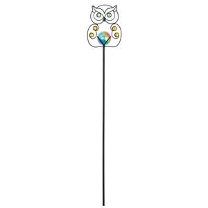 Owl Stainless Steel Gazing Ball Outdoor Garden Stake - Picture 1 of 3