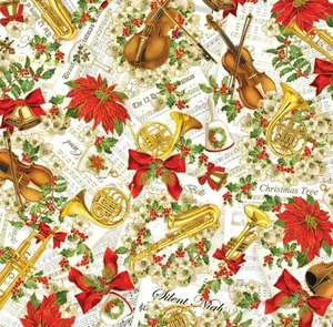 Feline Drive Fabric CHRISTMAS MUSICAL Serenade Cream - Fat Quarter (18"x22") FQ - Picture 1 of 8