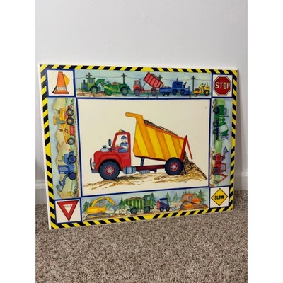 Zona de construcción vintage camiones aula decoración pared whismica M. Bishop 16x20" Foto 1 de 4