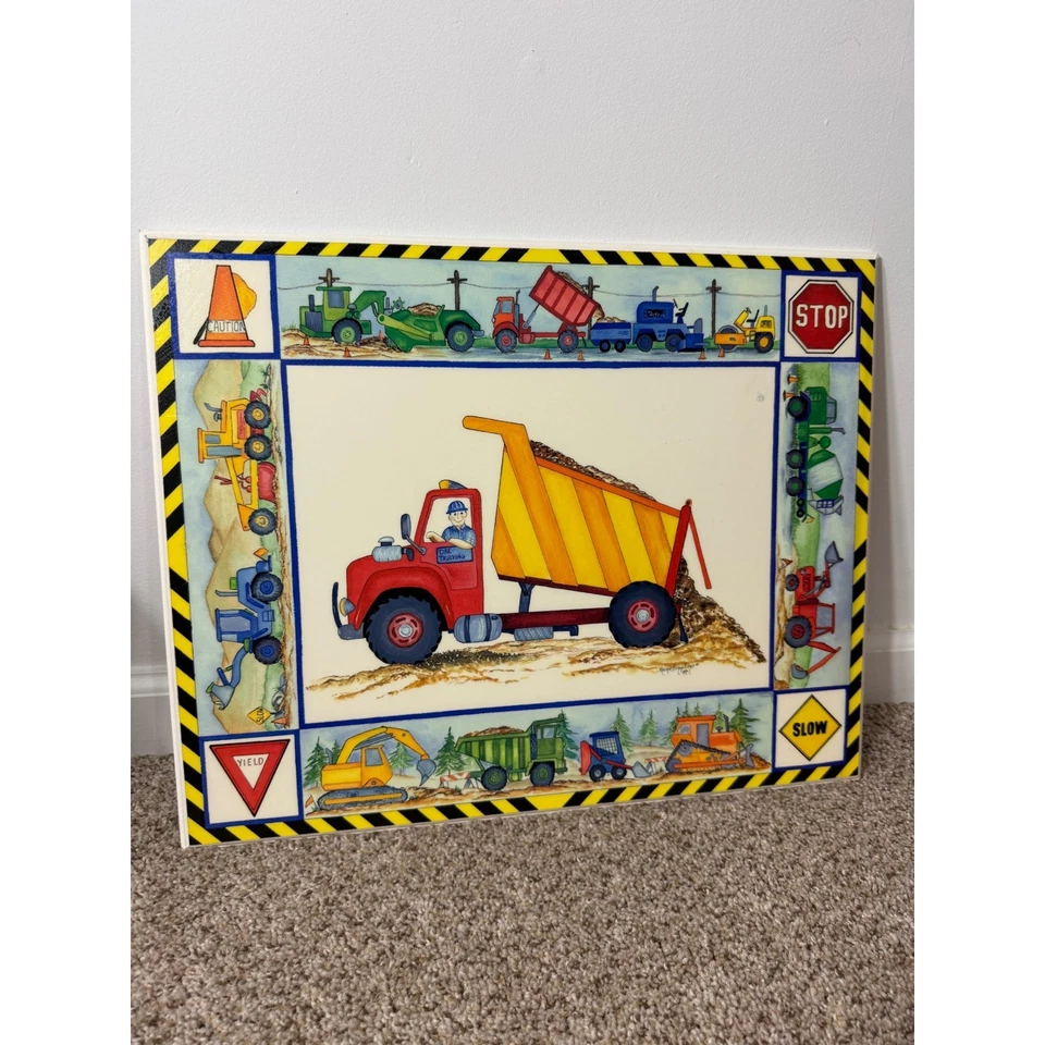 Zona de construcción vintage camiones aula decoración pared whismica M. Bishop 16x20" Foto 1 de 4