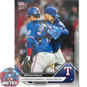 2025 Topps Now #28 Nathan Eovaldi Texas Rangers Throws A Maddux! - Picture 1 of 3