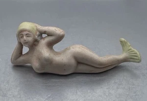 VTG Bisque Porcelain Nude Naked Mermaid Fishbowl Figurine 3.5” Fishbowl Decor. - Picture 1 of 8