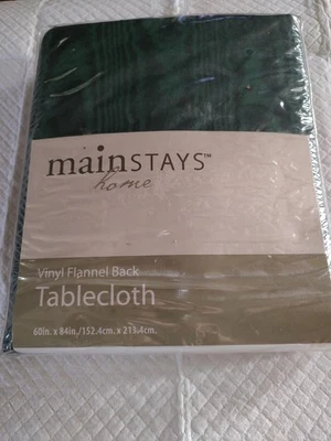 Mainstays Home Vinyl Flannel Back Tablecloth Green 60" x 84" - Image 1 of 2