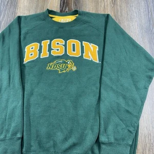 Vintage North Dakota State Bison Sweatshirt Mens L Green Team NDSU Y2K Sweater - Picture 1 of 13