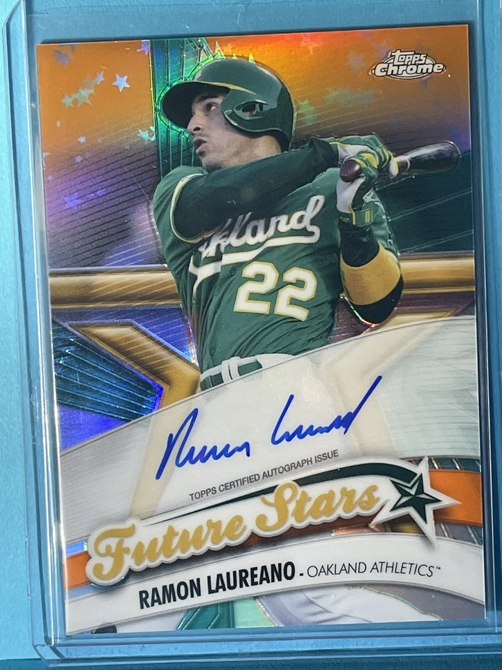 2020 Topps Chrome RAMON LAUREANO AUTO 12/25 Orange Future Stars SSP - A'S - Image 1 of 2