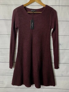 Romeo & Juliet Couture A Line Dress M Womens Knit Heather Wine Long Sleeve - Picture 1 of 10