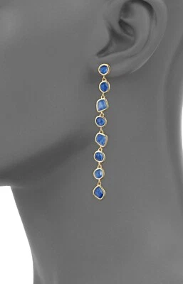 Pendientes Monica Vinader enchapados en oro amarillo de 18 quilates sirena cianita  Foto 1 de 4