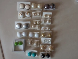 Job Lot Of Faux Pearl/Enamel Earrings (20 Pairs In Total) - Picture 1 of 12