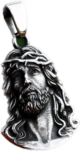 Collar colgante cabeza cara Jesús 3D vintage de acero inoxidable para hombre joyas - Imagen 1 de 6