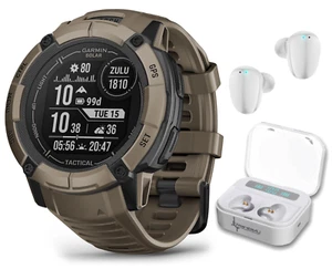 Garmin Instinct 2X Solar Tactical GPS Smartwatch Coyote Tan w/ White EarBuds - Picture 1 of 9