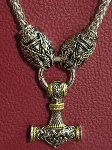 Wikinger Kette Anhänger Thors Hammer Nordisch mit 2 Kralle Nordmann Odin Krieger - Bild 1 von 7