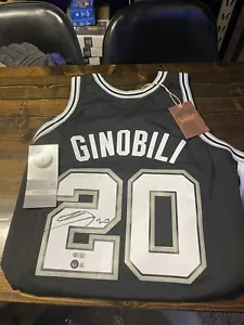 SPURS MANU GINOBILI AUTOGRAPHED BLACK M&N JERSEY XL BECKETT - Picture 1 of 4