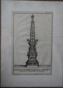 INCISIONE-ACQUAFORTE-PIRAMIDE S. DOMENICO FUORI CHIESA S. D. MAGGIORE IN NAPOLI - Imagen 1 de 2