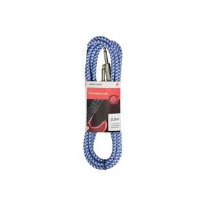 Chord Classic Retro Braided Guitar Lead 6.3mm Mono Jack Plug 3m Blue/White - Picture 1 of 2