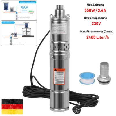 ISWEES Brunnenpumpe Tiefbrunnenpumpe 4 Zoll Sandverträglich 2400 L/h Pumpe 550W 100mm