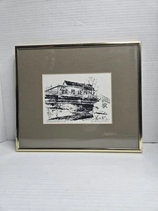 Vintage Serigraph Sketch Anita Gronendahl "Yardley Bridge" Bucks County Black - Picture 1 of 7
