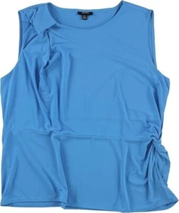 Alfani Women's Blouse Top Twist Front Sleeveless Round Neck Blue Size Large - Picture 1 of 3