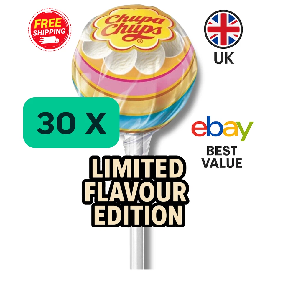 30x Chupa chups lollies VANILLA flavour standard⏳LIMITED FLAVOUR EDITION ⏳ - Image 1 of 1
