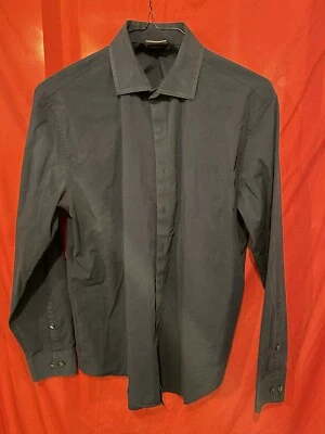 Camisa de vestir Kenneth Cole Reaction para hombre abotonada azul marino calce ajustado mediana 16 32/33 Foto 1 de 4