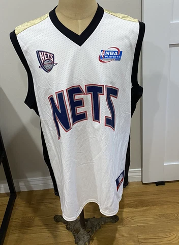 New Jersey Nets Jason Kidd 2002 NBA Playoffs White/Gold Jersey Mens XL Cover