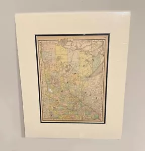 Antike 1890 Rand McNally Karte erhalten doppelt mattiert Minnesota Echtheitszertifikat Rahmen bereit - Bild 1 von 6