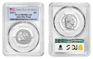 2022 S Clad Proof American Women Anna May Wong Quarter PCGS PR70DCAM First Day - Picture 1 of 2