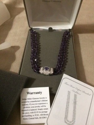 Collar Nolan Miller Capri Cuentas Amatista Simulada y Cristales 30"  Foto 1 de 3