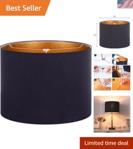 Elegant 13"x10" Fabric Lampshade - Black Gold - Perfect for Table & Floor Lamps - Picture 1 of 11