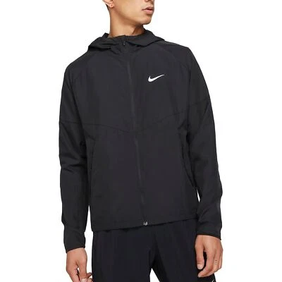 Nike Mens Team Miler Running Lightweight Rain Jacket w Hood Black M DH8109-010 - Image 1 of 4