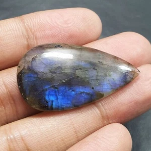 38.35 Ct Natural Blue Flashy Labradorite Pear Cabochon Loose Gemstone 39.9x23 MM - Picture 1 of 5