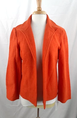 Chicos Women's Sz 1 Orange 100% Boiled Wool Chanteau Open Blazer Jacket Fall NWT - Image 1 of 4