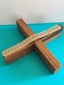 Bracelet Métal 2 tons YSL Yves Saint Laurent Montre Femme 1cm Entrecornes - Picture 1 of 8