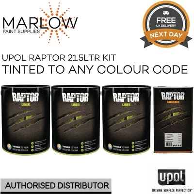 U-POL UPOL RAPTOR BED LINER TOUGH COATING 21.5L KIT * TINTED TO ANY COLOUR CODE *TINS*