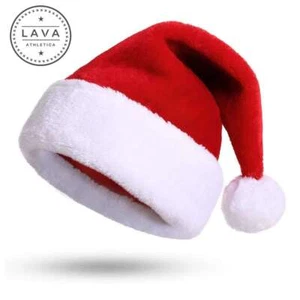 Christmas Adults Kids Santa Hat Home Warm Plush Xmas Cap Cosplay Costume Hats - Picture 1 of 14