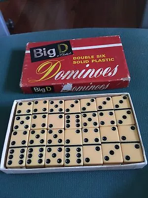 Vintage Crisloid Dominoes Big D Double Six Solid Plastic Ivory Color - Image 1 of 4