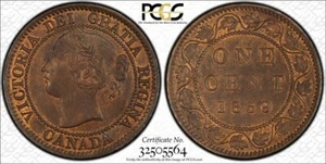 1859/8 PCGS AU58 Wide 9 Medallic Axis Canada Large One Cent - Penny - 1C - CAN - Picture 1 of 3