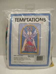 Vintage Versuchungen "O heilige Nacht" Plastik Leinwand Kit Neu aus altem Lagerbestand Engel Jesus Krippe Handwerk - Bild 1 von 7
