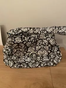 Kalencom Baby Diaper Bag Nylon Black White Floral EUC No Signs Of Wear - Picture 1 of 7