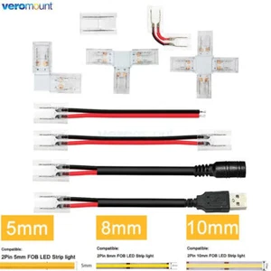 5PCS Free Welding Quick Connector 2Pin 5mm 10mm COB Led Strip Light Connectors - Picture 1 of 30