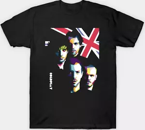 T-shirt a maniche corte COLDPLAY da uomo unisex S-3XL nera fan art - Foto 1 di 2