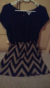 Charming Charlie Black And Tan Short Sleeve Dress Size Medium - Picture 1 of 3