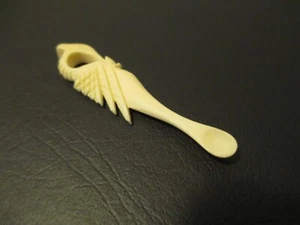 WATER BUFFALO BONE ANTIQUE VTG BALI MINI SPOON BLUE EGRET HERON CHARM-NEW - Picture 1 of 3