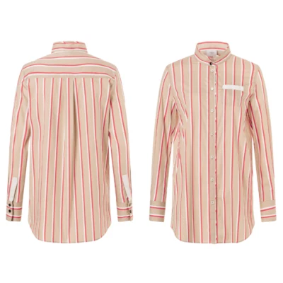 Bogner Giulia Light Almond Stripe Button Down - Size 6 US - Imagem 1 de 4