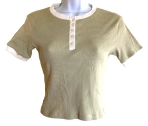 Fitz + Eddi Damen Gr. Medium Rippstrick Crop Top Salbei/Creme Gr. M ~ NEU mit Etikett - Bild 1 von 11