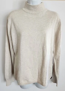 Woolrich XL Petite Sweater Mock Turtleneck Khaki Heather Oatmeal Long Sl EUC - Picture 1 of 7