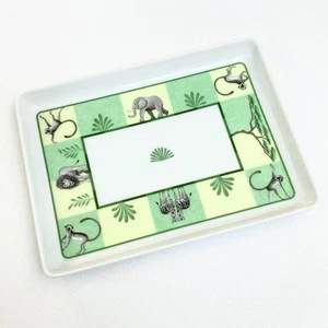 Hermes Africa Square Plate Green Change Tray Plate Porcelain 6in×4in - Picture 1 of 2
