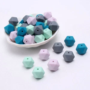 14MM Hexagon 4 Mixed Colors Silicone Beads DIY Bracelet Necklace Jewelry Making - Picture 1 of 6