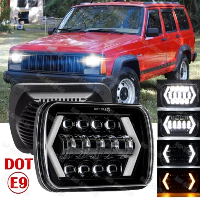 Faro LED DRL DOT 5x7" 7x6" pulgadas para Jeep Wrangler YJ Cherokee XJ 1986-1995 Foto 1 de 4