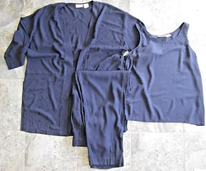 Coldwater Creek Women's 18 XL 3-Piece Set Pants Tank Shirt Cardigan Blue Rayon - Picture 1 of 23