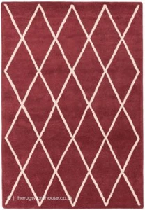Geometric Design Red Color 100% Woolen Hand-Tufted Handmade Quality Carpet Rugs - Picture 1 of 5